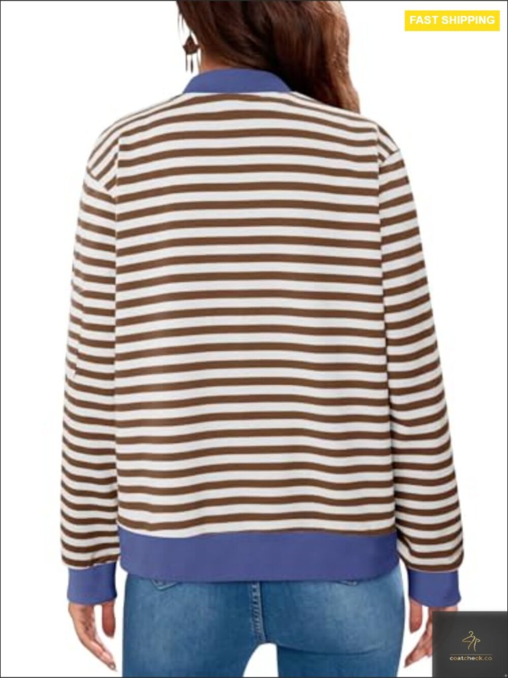 Women Windproof Zip Up Jacket Lightweight Long Sleeve Casual Coat with Pockets - Picture 6 of 7